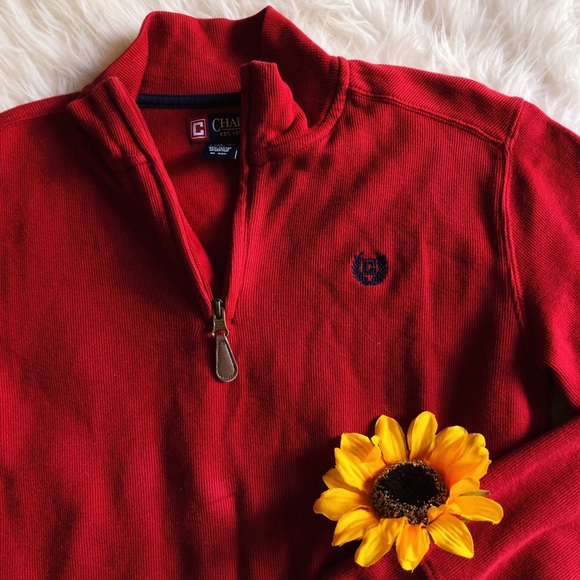 Chaps Tops - 1/4 zip up chaps red sweater size xsmall-small